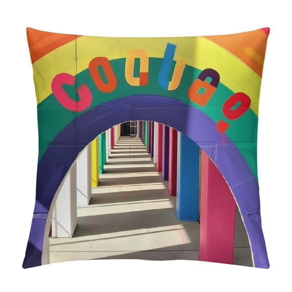 Qinduosi Student Gift Hello School Colored Pencils Square Pillowcase Decorative Throw Pillow Cover Cushion Case Material for Bed Sofa Classroom White