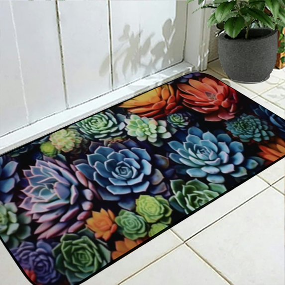Qinduosi Succulents Door Doormat Door Rug, Non Slip Absorbent Mud Trapper, Inside Floor Mats, Soft, Washable, Carpet for Entryway 19.68*47.24 in