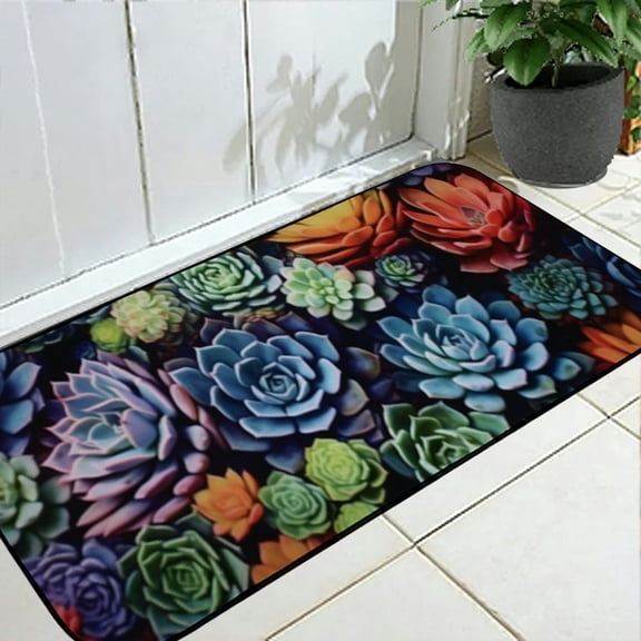 Qinduosi Succulents Door Doormat Door Rug, Non Slip Absorbent Mud Trapper, Inside Floor Mats, Soft, Washable, Carpet for Entryway 19.68*47.24 in