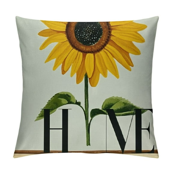 Qinduosi Sunflower Pillow Covers Set of Summer Decorative Rustic Buffalo Plaid Farmhouse Thorw Pillow Covers for Spring Summer Indoor Outdoor Sofa Living Room Paito Décor
