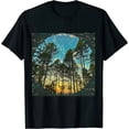 thumbnail image 1 of Qinduosi Sunset Tshirt Women Camping Tshirt Retro Sun Print Graphic Tee Casual Short Sleeve Top Black, 1 of 3