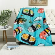 Qinduosi Sushi and Blanket "Japanese Food Throw Blanket Cute Cartoon Sushi Themed Throw for Couch Sofa Bedroom Sushi Stuff Gift