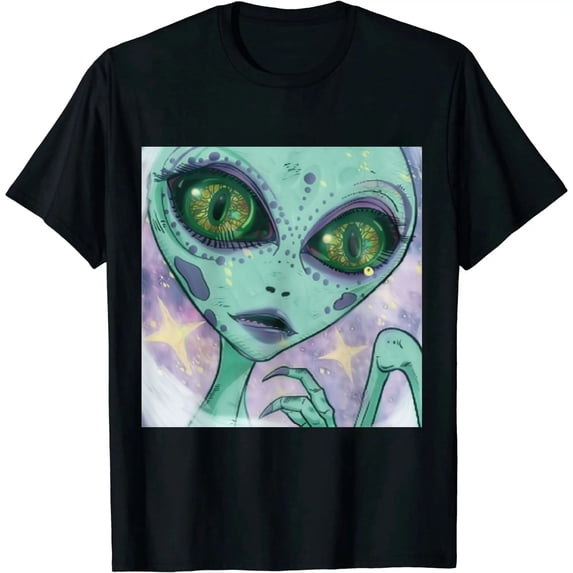 Qinduosi T-Shirt Casual Space Print Planets Short Sleeve Pattern Graphic Fitted Crew Neck Black