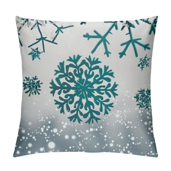 Qinduosi Teal White flakes Christmas Pillow Covers Set of Xmas Holiday Decoration Print Decorative Outdoor Pillows Farmhouse Cushion Decor for Sofa Bed White