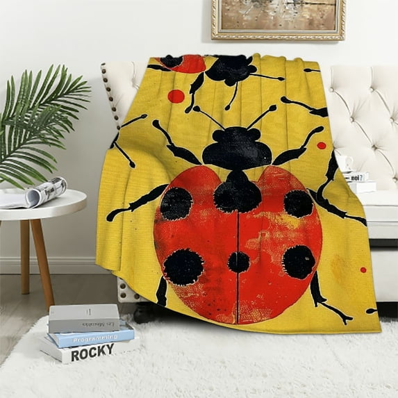 Qinduosi Throw Blanket, Flannel Cute es Themed Stuffed Animal Orange Throw, Soft Nap Throw Blankets for Home, Office for Boys Girls Women Beetle Lovers Gifts