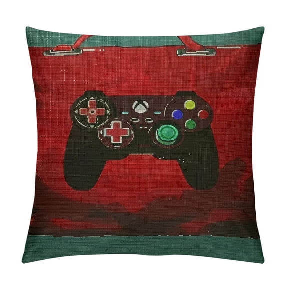 Qinduosi Throw Pillow Cover Button Play Funny Leisure Computer Cartoon Pillow Case Decorative Men Women Boy Girl Room Cushion Cover for Home Couch Bed White