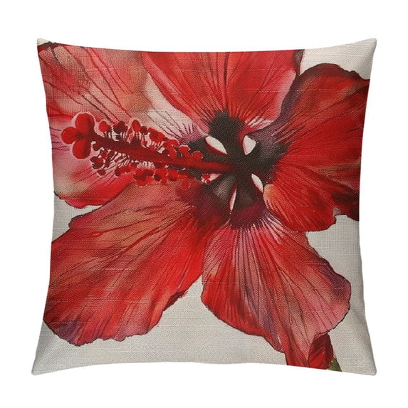 Qinduosi Throw Pillow Cover Flower Tropical Plants Watercolor Bright Nature Inch Square Pillow Case Cushion Cover for Home Car Decorative Linen