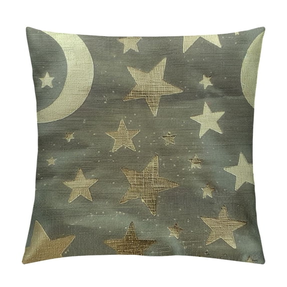Qinduosi Throw Pillow Covers Cases for Couch Sofa Home Decor Modern Shining & Dull Contrast Stars & Moon Gold White