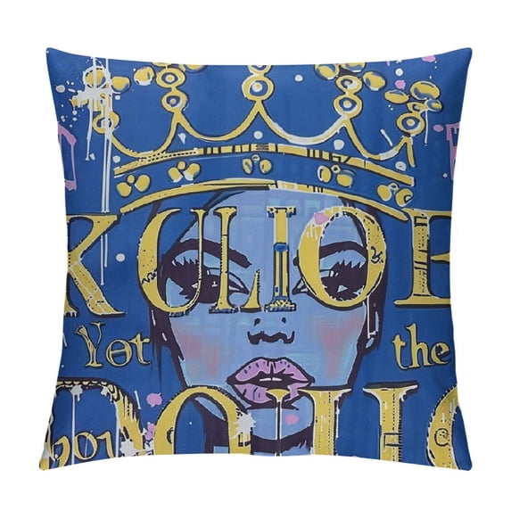 Qinduosi Throw Pillow Covers I Am The Pillow Cover Blue Pillowcover Soft Double Side Print Sofa Linen Square Throw Pillowcovers " inch for Living Room Bedroom Car Decor