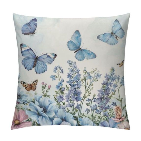 Qinduosi Throw Pillow Covers Inch Garden Flower Butterfly Decorative Pillows for Couch Sofa Garden Patio Decor Set of