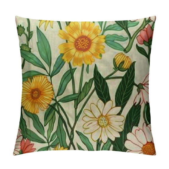 Qinduosi Throw Pillow Covers Inch Set of , Decorative Pastoral Pillow Cases for Living Room and Outdoor Sofa, Sunflower White
