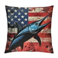 thumbnail image 1 of Qinduosi Throw Pillow Covers Ocean Fish American Flag Pillow Cases Cushion Covers Fishing and Decorative Throw Pillowcases Nature Marine Animal Red Cushion Cases White, 1 of 5