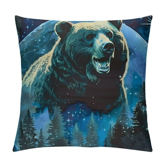 Qinduosi Throw Pillow Covers " Set of Soft Boys Kids Decorative Throw Pillowcasesative Animal Wolves Pillow Cases Cushion Covers Outer Space Forest Blue Cushion Cases
