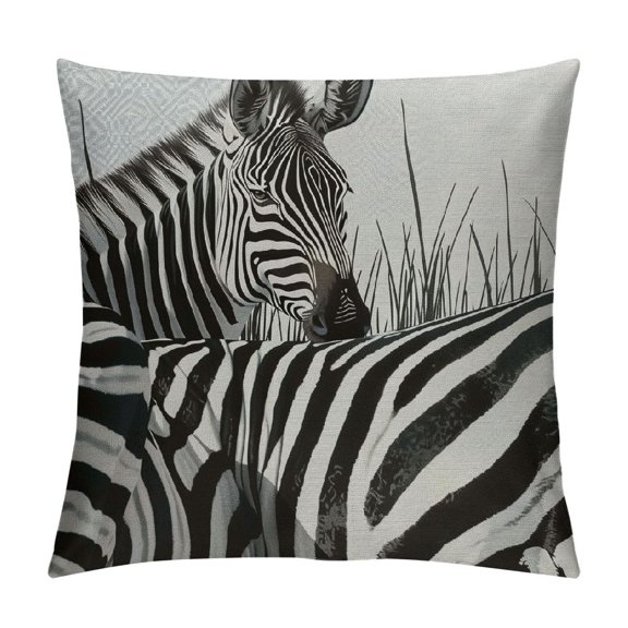 Qinduosi Throw Pillow Cushion Cover, Exotic Animals Couple Theme Digital Design Print, Decorative Square Accent Pillow Case, 1 White