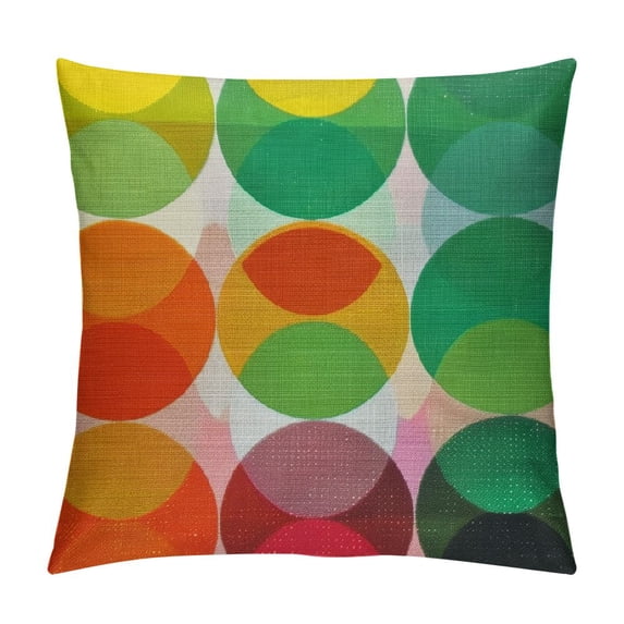 Qinduosi Throw Pillow Cushion Cover, Illustration of Rainbow Colored Dots Big Circles Theme Print, Decorative Square Accent Pillow Case,", Pink Blue White