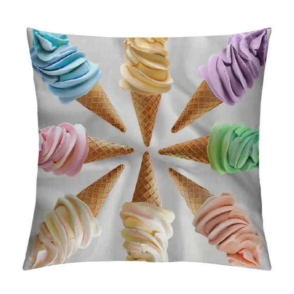 Qinduosi Throw Pillow Cushion Cover, with Various Forming Row Summer Season Picture Print, Decorative Square Accent Pillow Case White