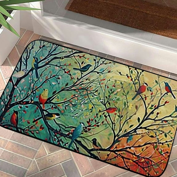 Qinduosi Tree Birds Bird Door Mat Spring Summer Fall Outdoor Doormat for Entryway Indoor Entrance Outdoors/Indoor/Bathroom/Kitchen/Bedroom/Entryway Floor Mats 19.68*39.37 in