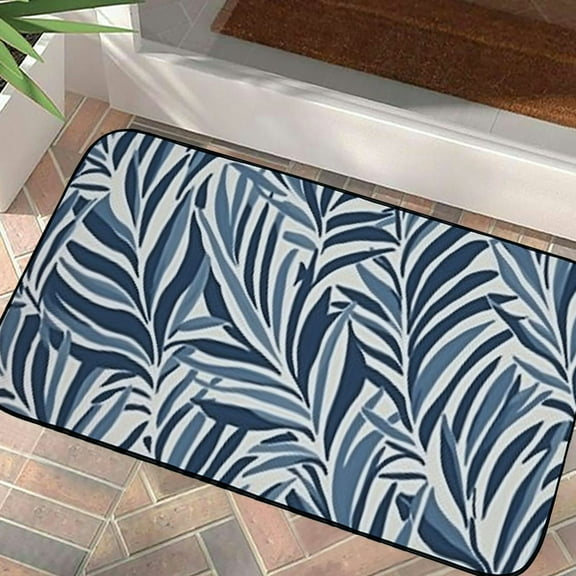 Qinduosi Tropical Leaves Plant Vintage Front Door Mat Welcome Mat,Non-Slip;Absorbent Indoor Door Mats,Durable Rubber Backing Floor Doormat for Entryway,Patio,Porch,Farmhouse Line Rustic