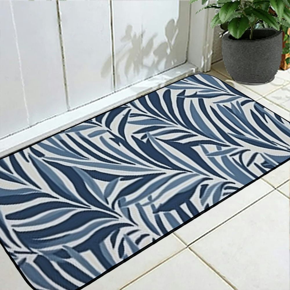 Qinduosi Tropical Leaves Plant Vintage Front Door Mat Welcome Mat,Non-Slip;Absorbent Indoor Door Mats,Durable Rubber Backing Floor Doormat for Entryway,Patio,Porch,Farmhouse Line Rustic