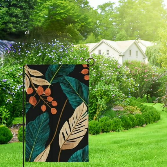 Qinduosi Tropical Palm Leaves Garden Flags, Hawaii Small Yard Flag for Farmhouse Front Porch Lawn Outdoor Holiday Decor 28x40in