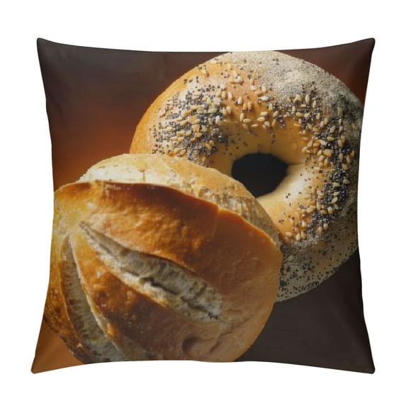 Qinduosi Two Loaves of Bread Print Pillow Covers Decorative Throw Pillow Covers " Square Pillow Case Hidden Zipper Soft Modern Cushion Cover for Sofa Bed Chair Car
