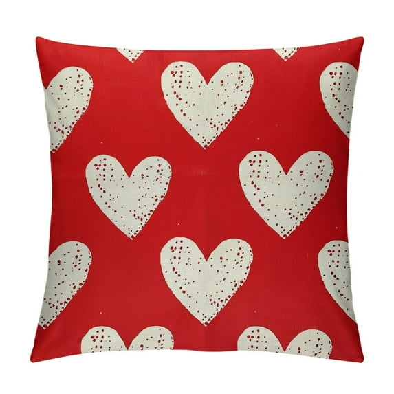 Qinduosi Valentines Pillow Covers Inch Pcs, Red Love Heart Decorative Throw Pillows for Couch, Valentine's Day Anniversary Outdoor Decor Pillowcase Linen Cushion Cover for Bed Sofa