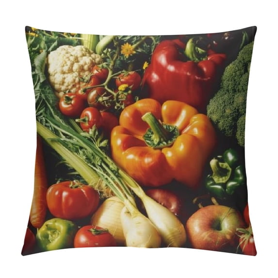Qinduosi Vegetable Fruit Print Corduroy Throw Pillow Covers,Inches,Pillow Cushion Cases,Throw Pillows for Couch Bedroom Living Room White