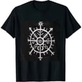 thumbnail image 1 of Qinduosi Vegvisir | Nordic Compass Germanic Pagan Magic Symbol T-Shirt Black, 1 of 3