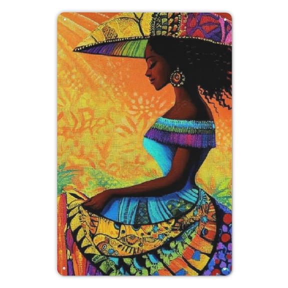 Qinduosi Vintage Bohemian Ethnic Colors Tribal Tin Sign 12x8in, Used for Home Wall, Living Room, Bedroom Decoration