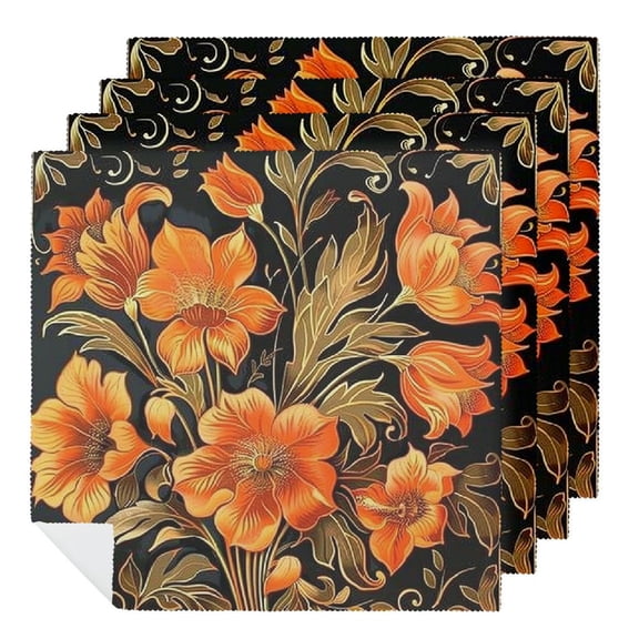 Qinduosi Vintage Flower Cloth Napkins Dinner Napkins Washable Reusable Polyester Table Napkins for Parties, Weddings and Dinners 2 PCS