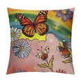 thumbnail image 1 of Qinduosi Vintage Flower Square Cushion CoversCute Butterfly Sun Moon Reversible Throw Pillow Covers Cases Retro Floral Boho Pink Throw Pillowcases for Sofa Couch Chair White, 1 of 5
