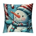 thumbnail image 1 of Qinduosi Warm Winter Wishes Blue Decorative Throw Pillow Covers Set of , Snowman Merry Christmas Let It Snow Porch Outdoor Home Decor, Buffalo Plaid Check Joy Holiday Couch Cushion Case, 1 of 5