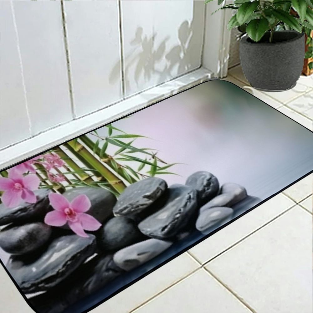 Qinduosi Welcome Doormat Indoor Outdoor Patio Zen Spa Bamboo Door Mats Non-Slip Entrance Mat for Home,Outside Entry,Yard,Floor,Patio  19.68*47.24 in