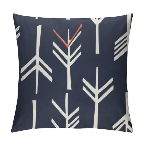 Qinduosi and White Arrows Print Geometric Canvas Square Throw Cushion Cover Pillow Covers Cases for Couch Sofa Home Decor with Hidden Zipper Closure Only Cover White