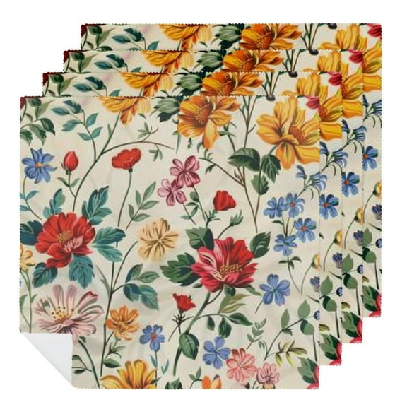 Qinduosi Wild Floral Cloth Napkin Vintage Wildflower Dinner Napkin Reusable Kitchen Table Top Collection for Farmhouse Party Dining Table Decor 2 PCS