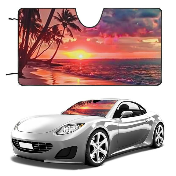 Qinduosi Windshield Sun Shade, Car Front Window Shades Cute Sunshade Cover Sun Visor Shield Block Automotive Interior Protector Blocks UV Rays 55x30in