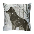 thumbnail image 1 of Qinduosi Winter Throw Pillow Cushion Cover, Howls in Woods Leafless Trees Snowflakes , Decorative Square Accent Pillow Case, ", Green Eggshell White, 1 of 5