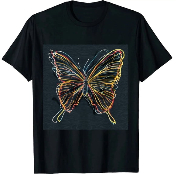 Qinduosi Women Butterfly Graphic T Shirt Vintage Tee Shirt Summer Casual Graphic Print T-Shirts Tops Black