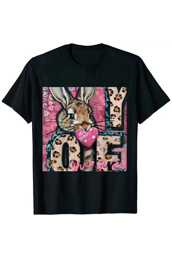 Women Happy Easter Shirt oh for Letter Print Easter Tshirt Graphic Easter Tee Black
