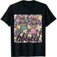 thumbnail image 1 of Qinduosi Women Happy Easter Shirts Funny Bunny T-Shirt Rabbit Graphic Tee Tops Black, 1 of 3