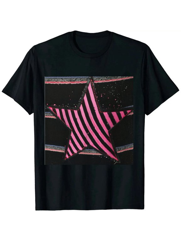 Women Vintage Pattern Stripes T Shirts Long Sleeve Crew Neck Crop Top Black