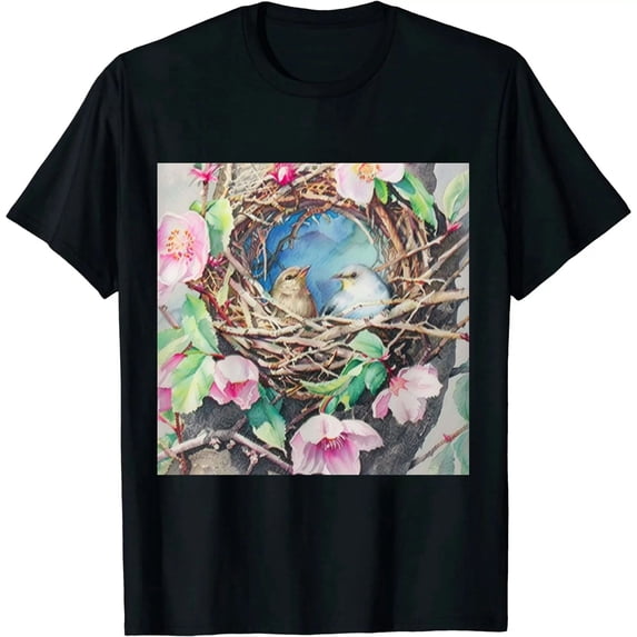 Qinduosi Women's Bunny Easter Print Crewneck Short Sleeve top Black