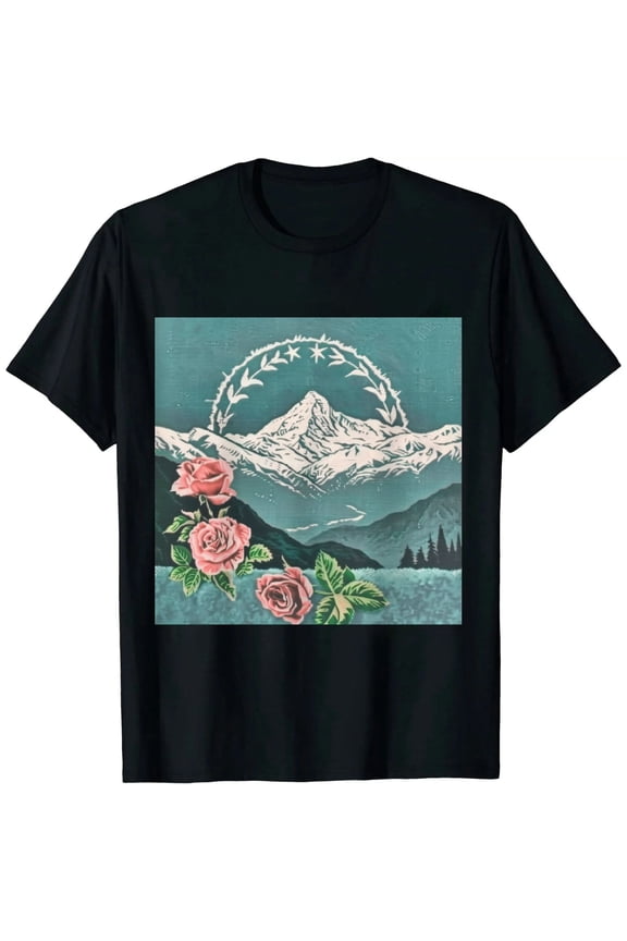 Women's Hiking Mountain Nature Shirts Cute Floral Wildflower Tees Trip Tops Summer Casual Outdoor Clothes Black