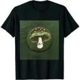 thumbnail image 1 of Qinduosi  Women's Off Shoulder Bell Long Sleeve Crop Top Mushroom Print Tee T Shirt Black, 1 of 3