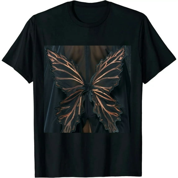Qinduosi Women's Plus Size Butterfly Embroidered Cut Out Back Half Sleeve T Shirt Casual Tee Tops Black