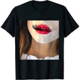 thumbnail image 1 of Qinduosi  Women's Summer Cute Eyelash Lip Print Tee Casual Teen Girls T Shirts Black, 1 of 3