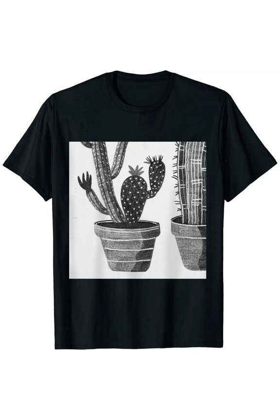 Womens Cactus Shirt Garden Tshirt Cute Desert Plant Lady Tees Summer Casual Short Sleeve Tops Black
