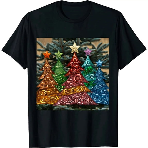 Qinduosi Womens Christmas V Neck Shirt Xmas Holiday Graphic Short Sleeve Family Holiday Black