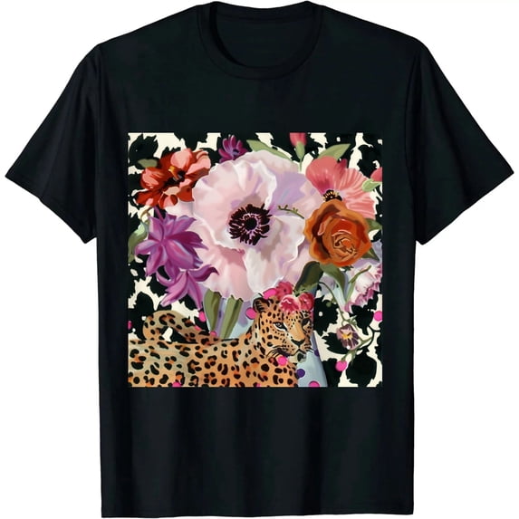 Qinduosi Womens Easter Shirts Cute Floral Bunny T-Shirt Graphic Tee Rabbit Top Black