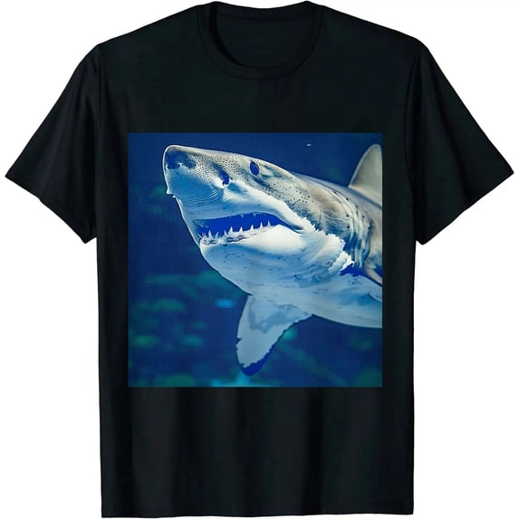 Qinduosi Womens Emotional Support Animal T Shirt Funny Scary Shark Attack Joke Tee for Ladies Black